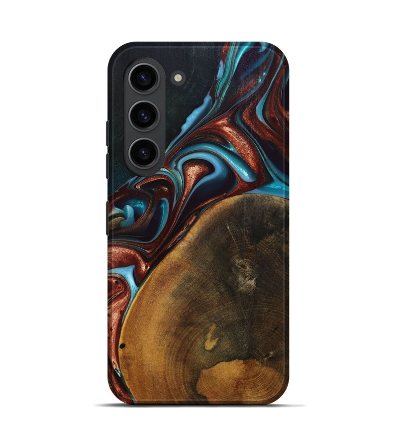 Galaxy S23 Wood+Resin Live Edge Phone Case - Oakley (Teal & Gold, 696138)