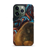 iPhone 13 Pro Wood+Resin Live Edge Phone Case - Oakley (Teal & Gold, 696138)