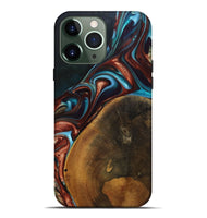 iPhone 13 Pro Max Wood+Resin Live Edge Phone Case - Oakley (Teal & Gold, 696138)