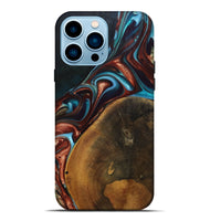 iPhone 14 Pro Max Wood+Resin Live Edge Phone Case - Oakley (Teal & Gold, 696138)