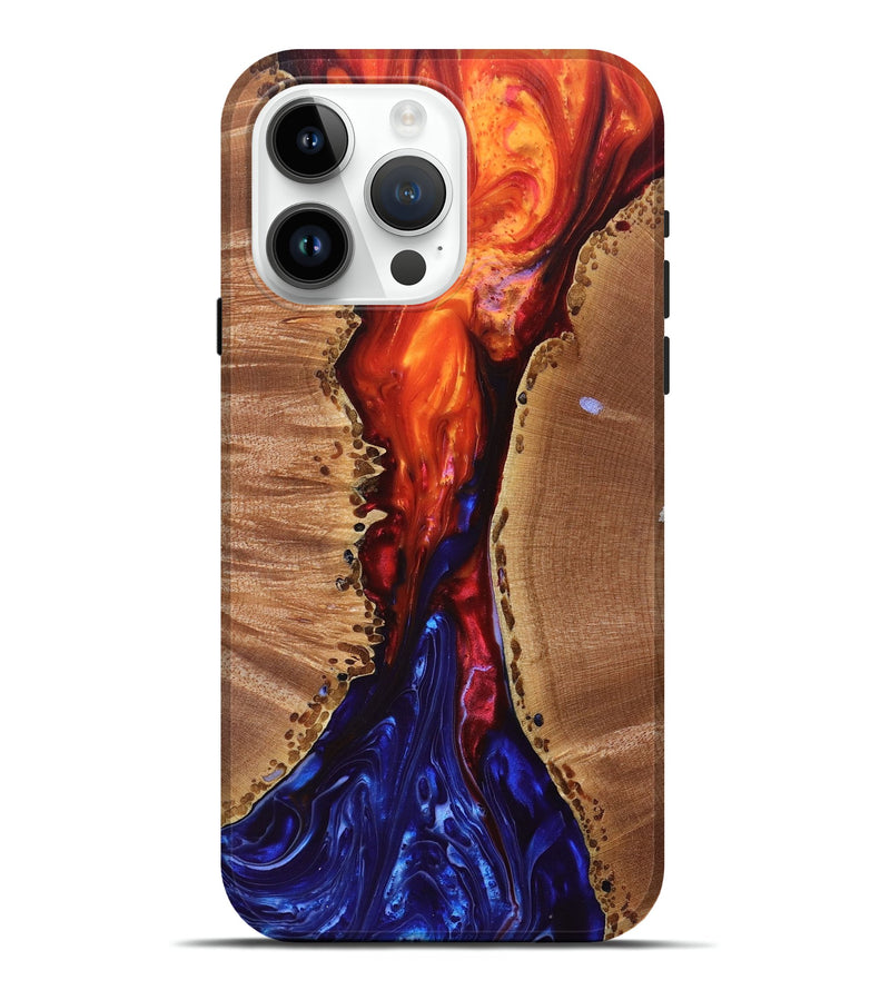 iPhone 15 Pro Max Wood+Resin Live Edge Phone Case - Faye (Fire & Ice, 696163)