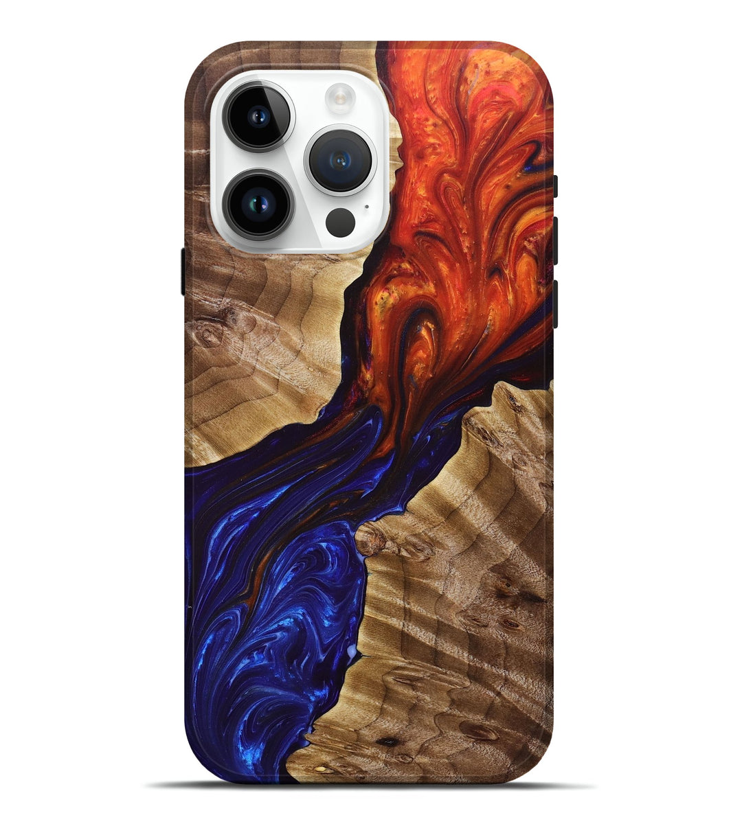 iPhone 15 Pro Max Wood+Resin Live Edge Phone Case - Tamara (Fire & Ice, 696164)