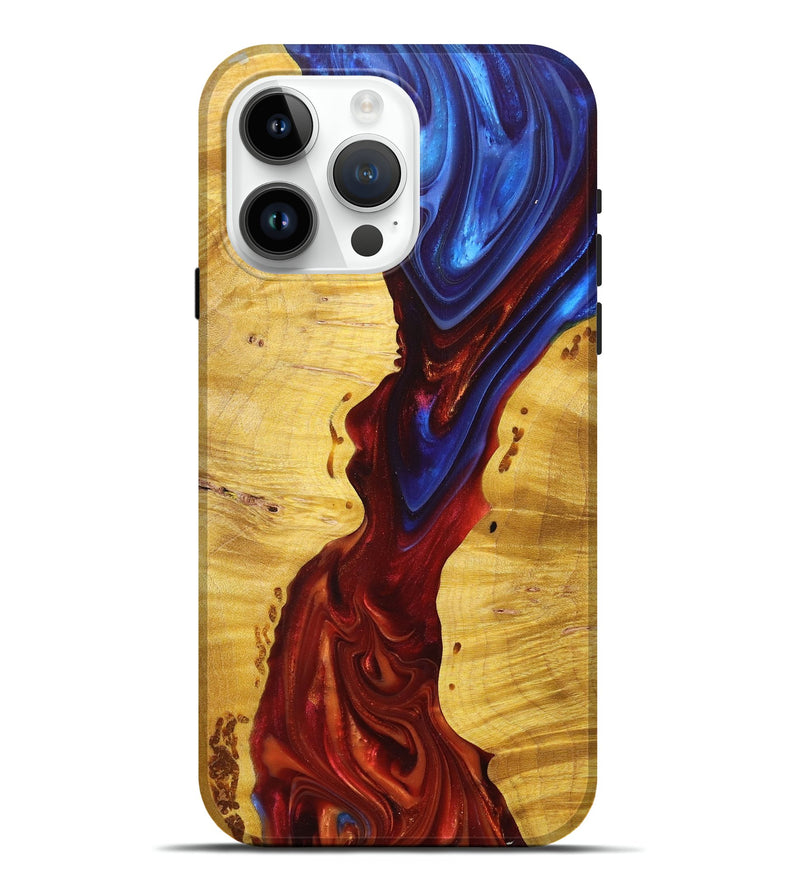 iPhone 15 Pro Max Wood+Resin Live Edge Phone Case - Leah (Fire & Ice, 696166)