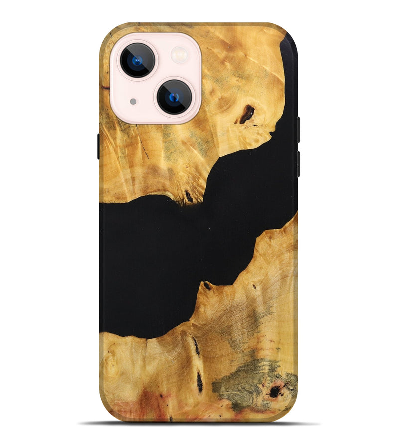 iPhone 14 Plus Wood+Resin Live Edge Phone Case - Joanna (Pure Black, 696170)