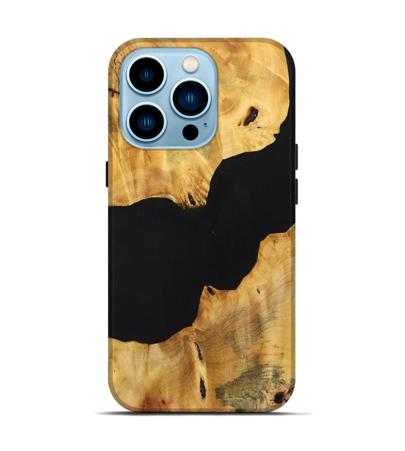 iPhone 14 Pro Wood+Resin Live Edge Phone Case - Joanna (Pure Black, 696170)