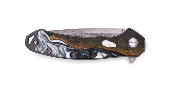 EDC Wood+Resin Pocket Knife - Vicky (Black & White, 696253)