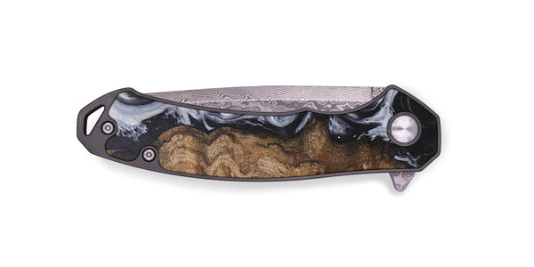 EDC Wood+Resin Pocket Knife - Izabella (Black & White, 696263)