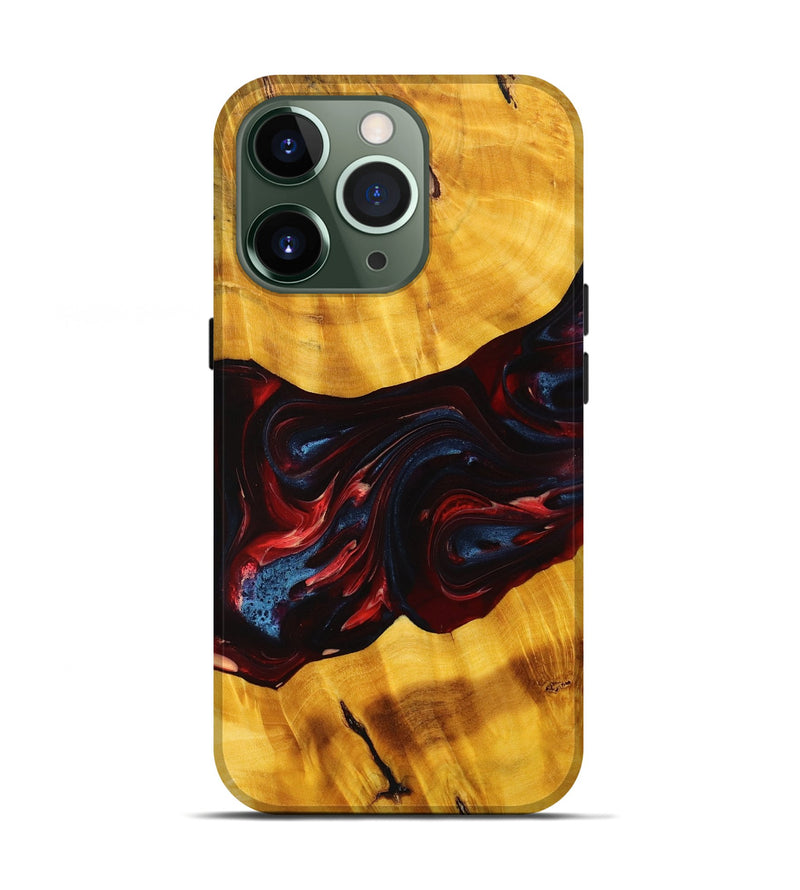 iPhone 13 Pro Wood+Resin Live Edge Phone Case - Gillian (Red, 696302)