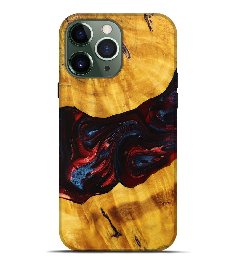 iPhone 13 Pro Max Wood+Resin Live Edge Phone Case - Gillian (Red, 696302)