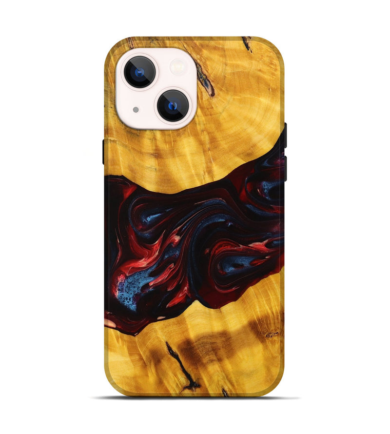 iPhone 14 Wood+Resin Live Edge Phone Case - Gillian (Red, 696302)