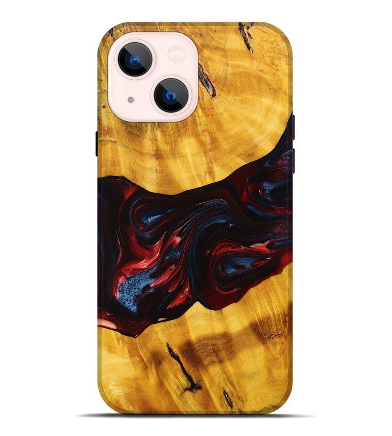 iPhone 14 Plus Wood+Resin Live Edge Phone Case - Gillian (Red, 696302)