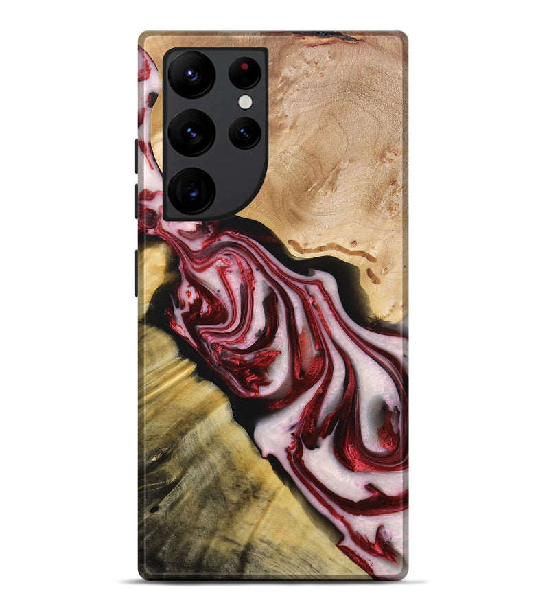 Galaxy S22 Ultra Wood+Resin Live Edge Phone Case - Iris (Red, 696306)