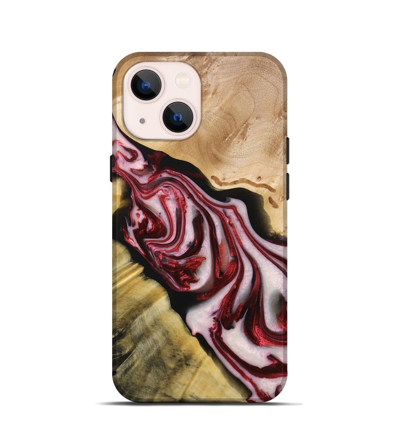 iPhone 13 mini Wood+Resin Live Edge Phone Case - Iris (Red, 696306)