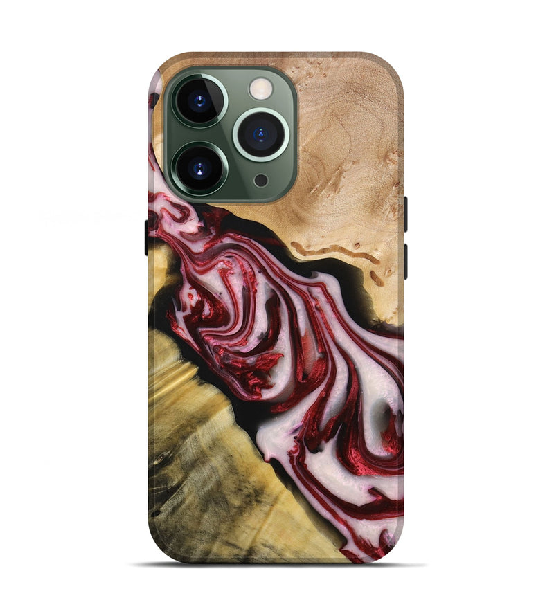 iPhone 13 Pro Wood+Resin Live Edge Phone Case - Iris (Red, 696306)