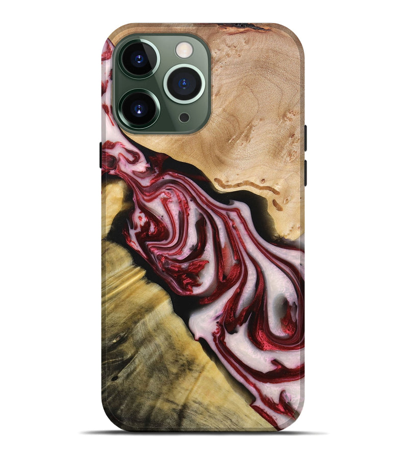 iPhone 13 Pro Max Wood+Resin Live Edge Phone Case - Iris (Red, 696306)