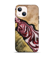iPhone 14 Wood+Resin Live Edge Phone Case - Iris (Red, 696306)