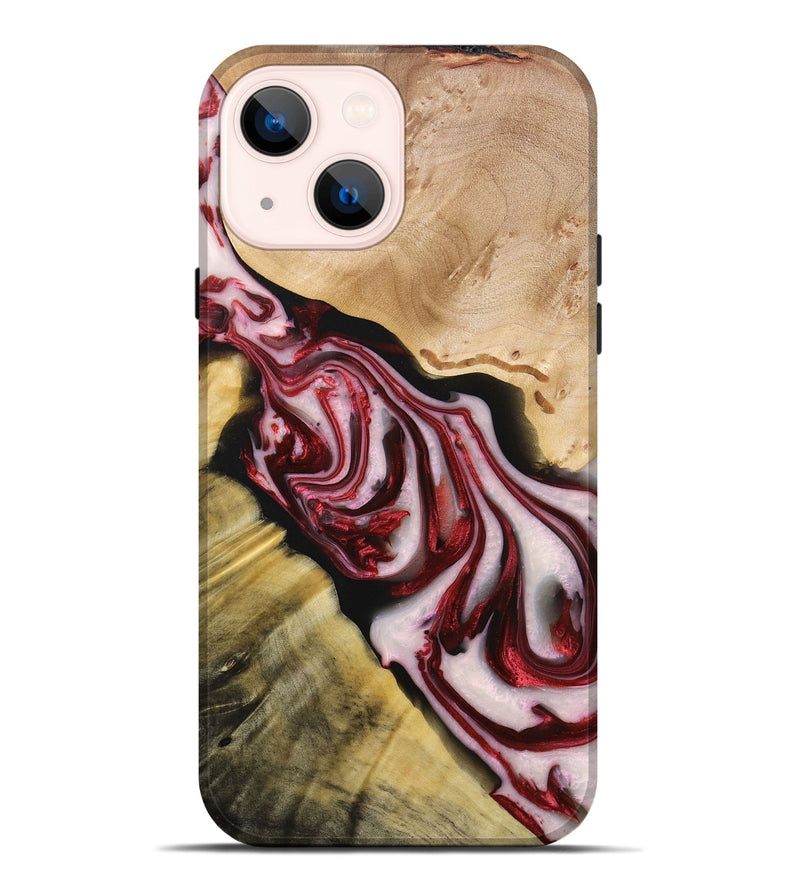 iPhone 14 Plus Wood+Resin Live Edge Phone Case - Iris (Red, 696306)