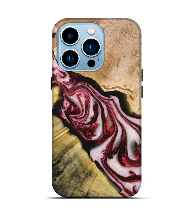 iPhone 14 Pro Wood+Resin Live Edge Phone Case - Iris (Red, 696306)