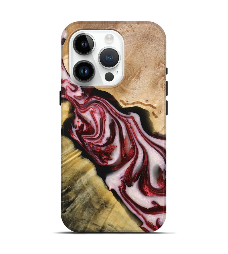iPhone 15 Pro Wood+Resin Live Edge Phone Case - Iris (Red, 696306)