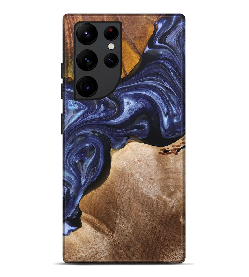 Galaxy S22 Ultra Wood+Resin Live Edge Phone Case - Kaitlin (Blue, 696326)