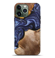 iPhone 13 Pro Max Wood+Resin Live Edge Phone Case - Kaitlin (Blue, 696326)