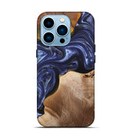 iPhone 14 Pro Wood+Resin Live Edge Phone Case - Kaitlin (Blue, 696326)