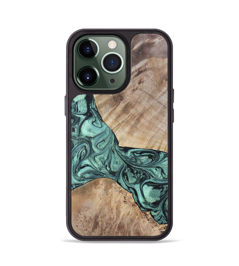 iPhone 13 Pro Wood+Resin Phone Case - Myrna (Green, 696360)