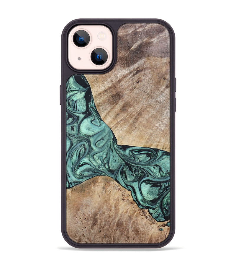 iPhone 14 Plus Wood+Resin Phone Case - Myrna (Green, 696360)