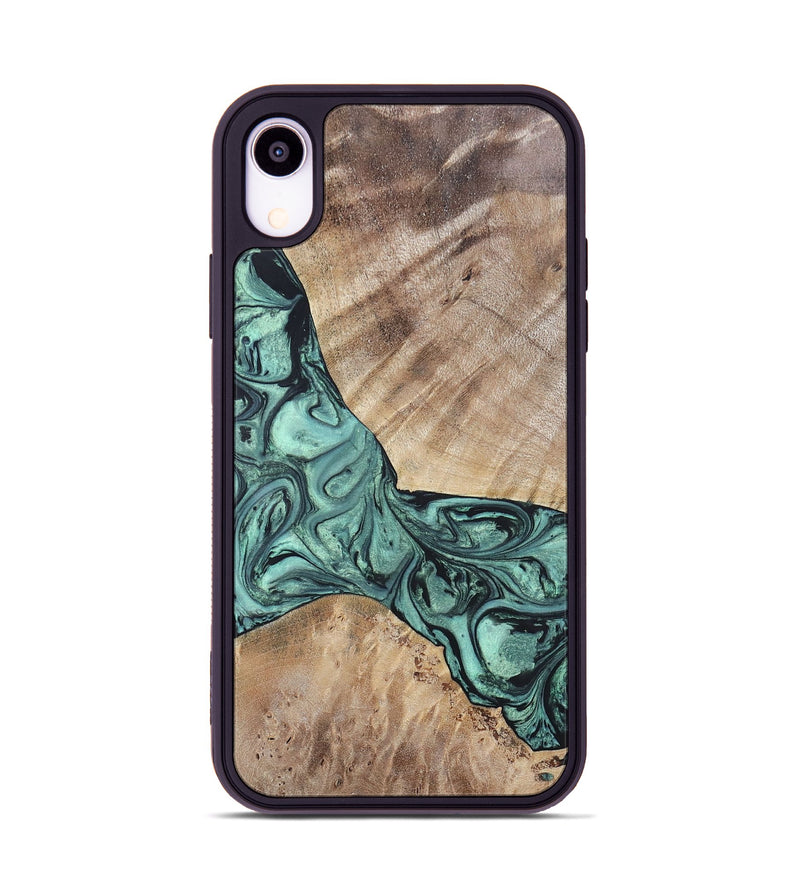 iPhone Xr Wood+Resin Phone Case - Myrna (Green, 696360)