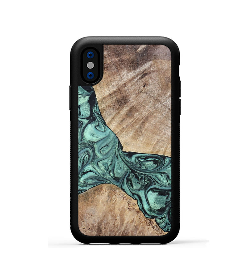 iPhone Xs Wood+Resin Phone Case - Myrna (Green, 696360)