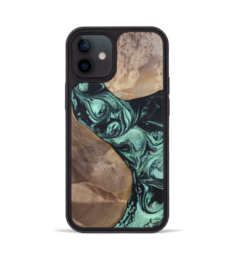 iPhone 12 Wood+Resin Phone Case - Melvin (Green, 696361)