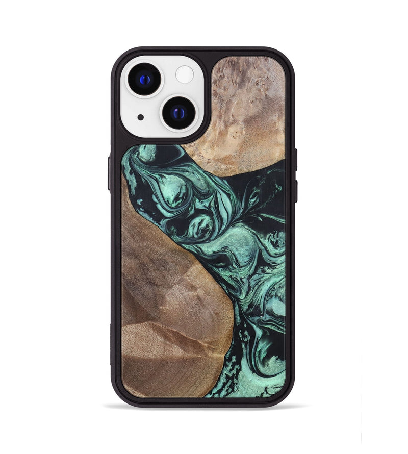 iPhone 13 Wood+Resin Phone Case - Melvin (Green, 696361)