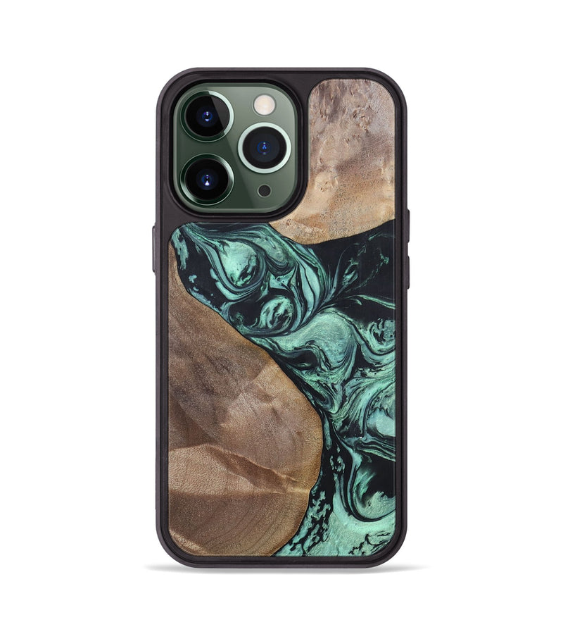 iPhone 13 Pro Wood+Resin Phone Case - Melvin (Green, 696361)
