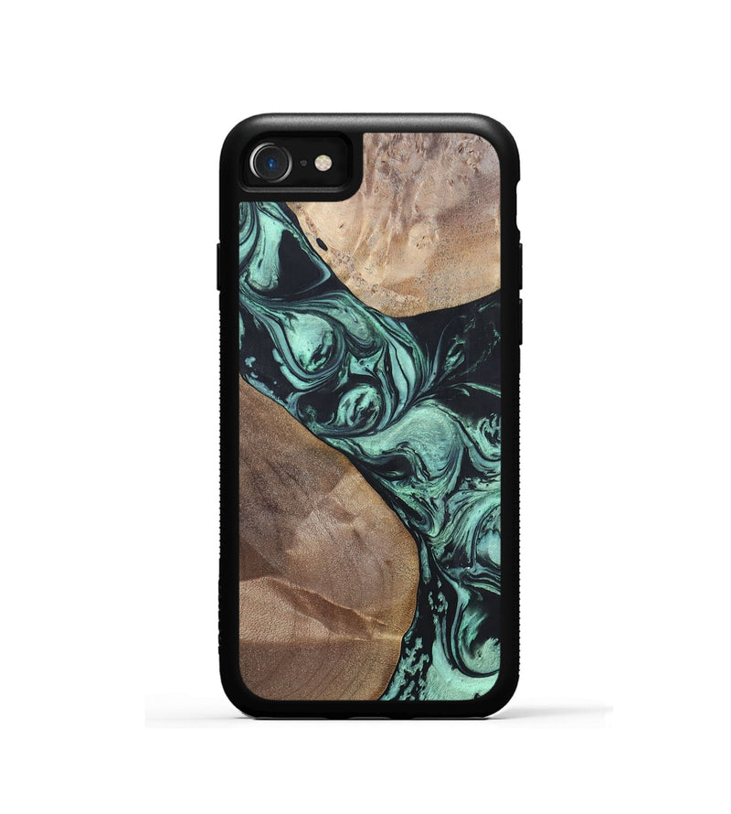 iPhone SE Wood+Resin Phone Case - Melvin (Green, 696361)