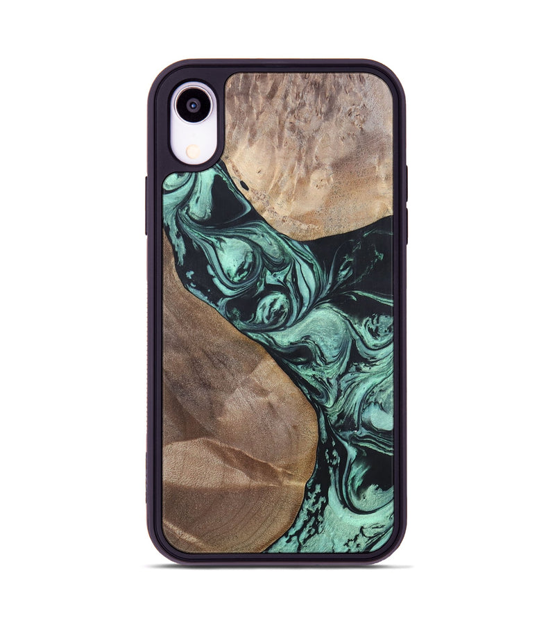 iPhone Xr Wood+Resin Phone Case - Melvin (Green, 696361)