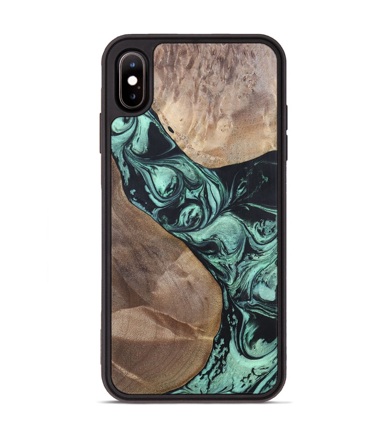 iPhone Xs Max Wood+Resin Phone Case - Melvin (Green, 696361)