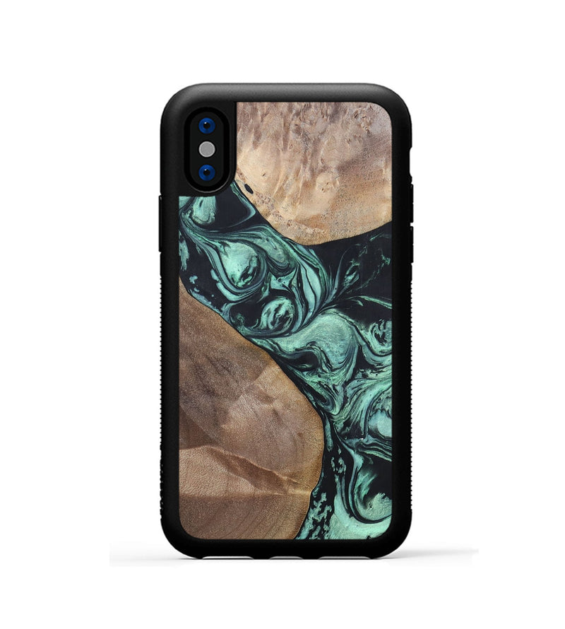 iPhone Xs Wood+Resin Phone Case - Melvin (Green, 696361)