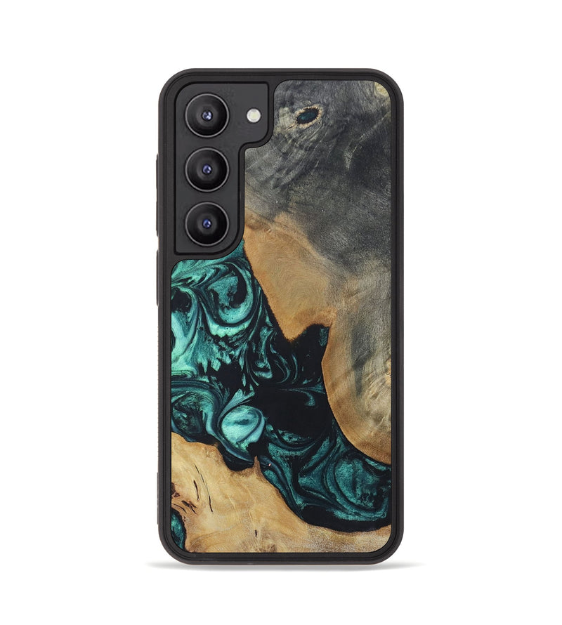 Galaxy S23 Wood+Resin Phone Case - Bernadette (Green, 696365)