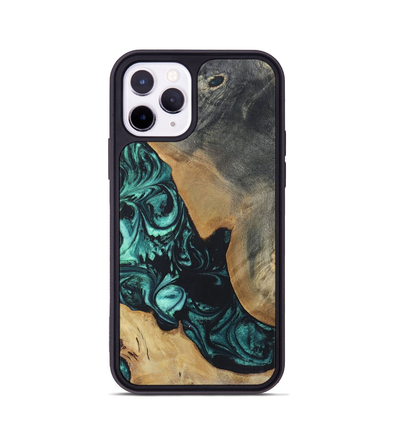 iPhone 11 Pro Wood+Resin Phone Case - Bernadette (Green, 696365)