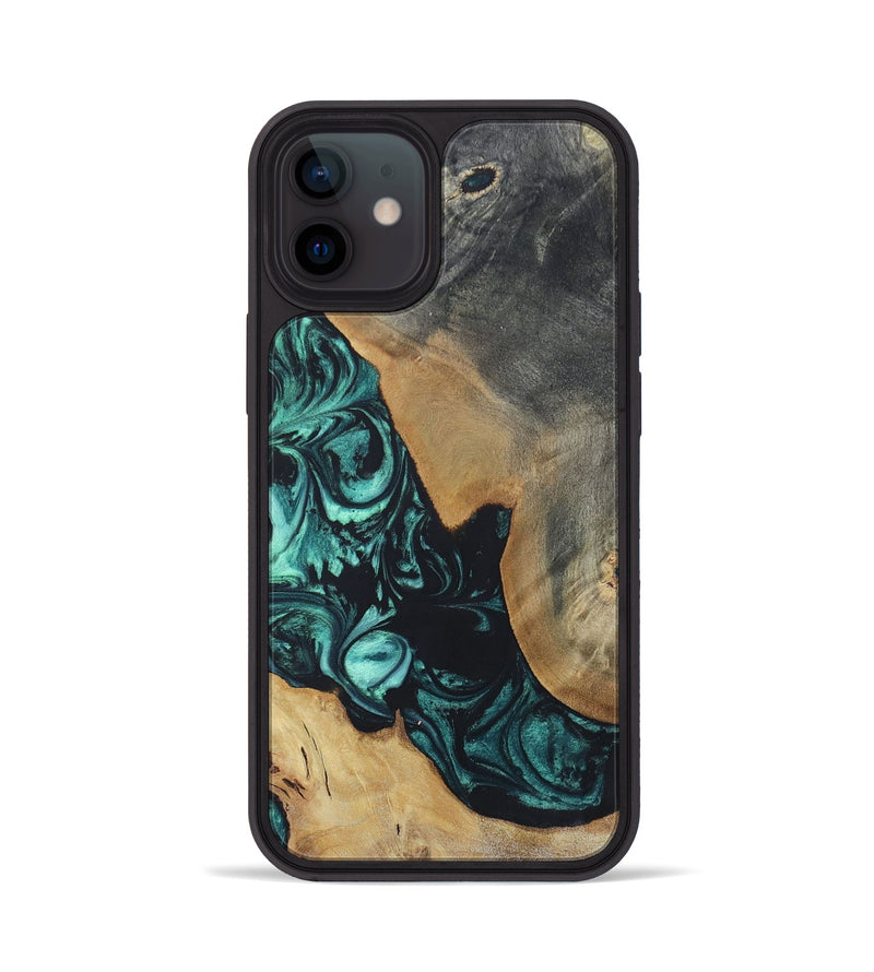 iPhone 12 Wood+Resin Phone Case - Bernadette (Green, 696365)
