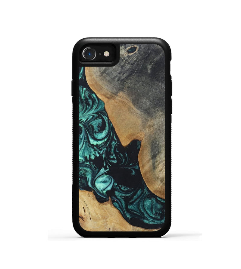 iPhone SE Wood+Resin Phone Case - Bernadette (Green, 696365)