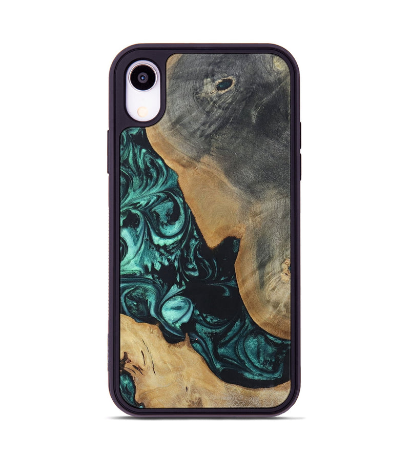 iPhone Xr Wood+Resin Phone Case - Bernadette (Green, 696365)