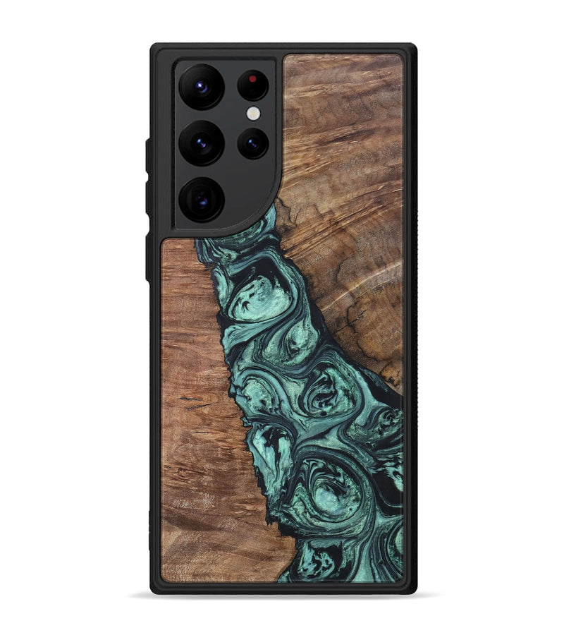 Galaxy S22 Ultra Wood+Resin Phone Case - Jonathan (Green, 696370)