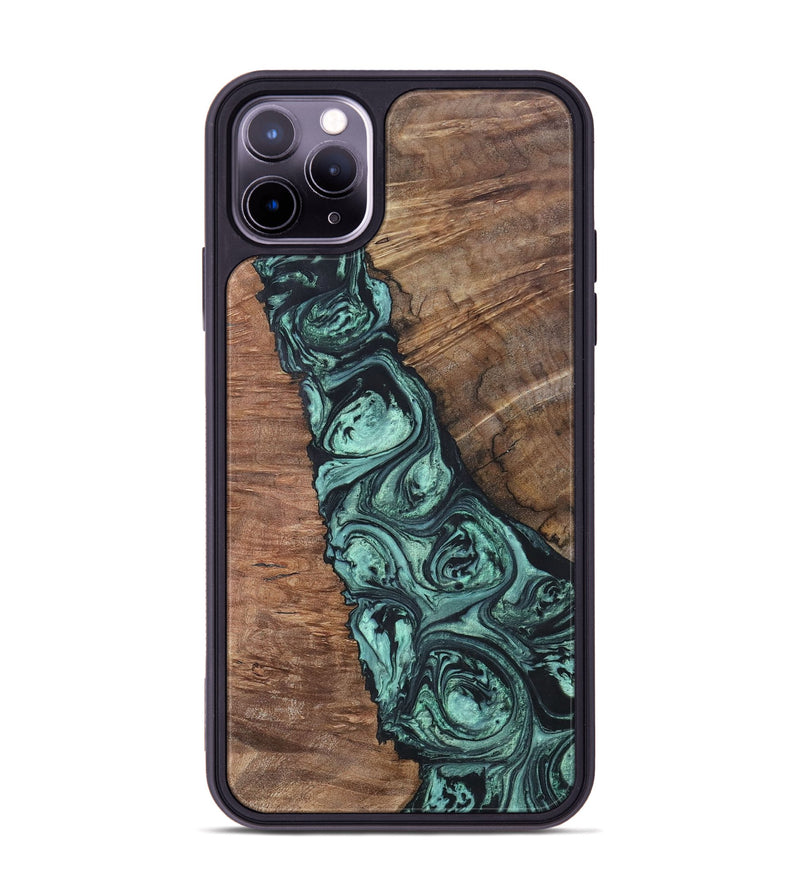 iPhone 11 Pro Max Wood+Resin Phone Case - Jonathan (Green, 696370)