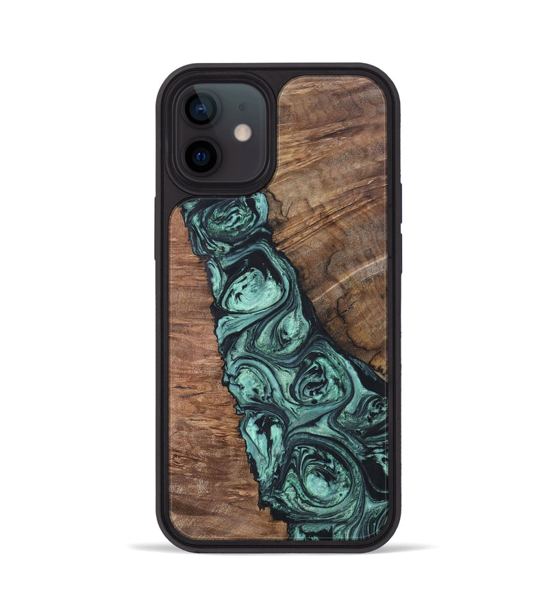 iPhone 12 Wood+Resin Phone Case - Jonathan (Green, 696370)
