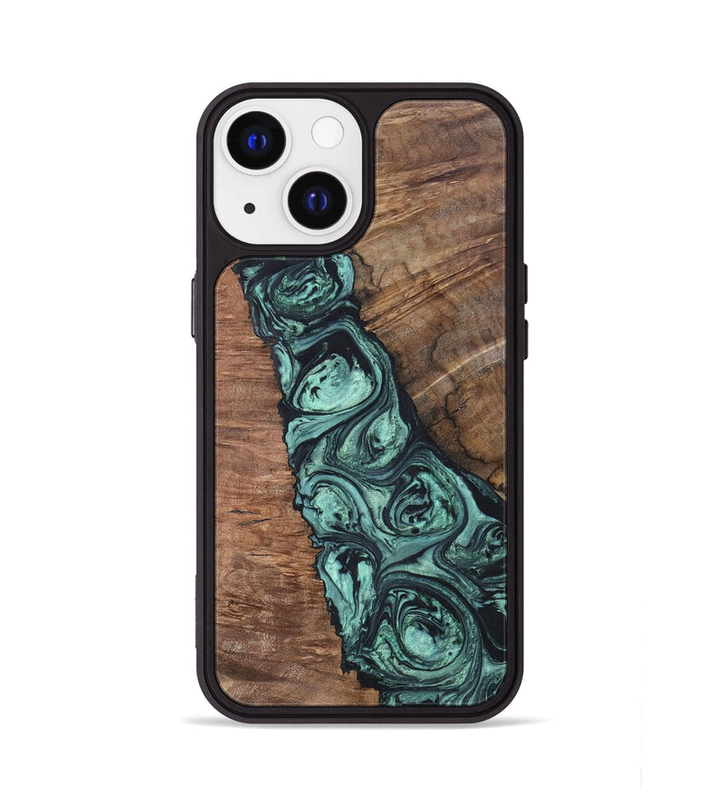iPhone 13 Wood+Resin Phone Case - Jonathan (Green, 696370)