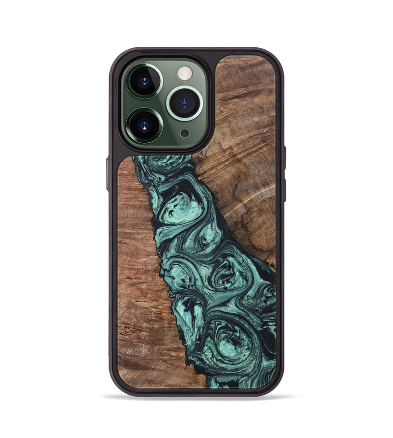 iPhone 13 Pro Wood+Resin Phone Case - Jonathan (Green, 696370)