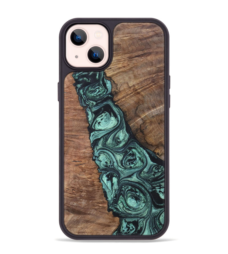 iPhone 14 Plus Wood+Resin Phone Case - Jonathan (Green, 696370)