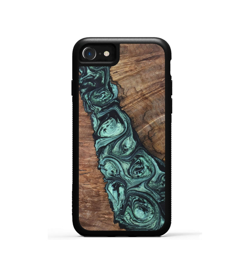 iPhone SE Wood+Resin Phone Case - Jonathan (Green, 696370)