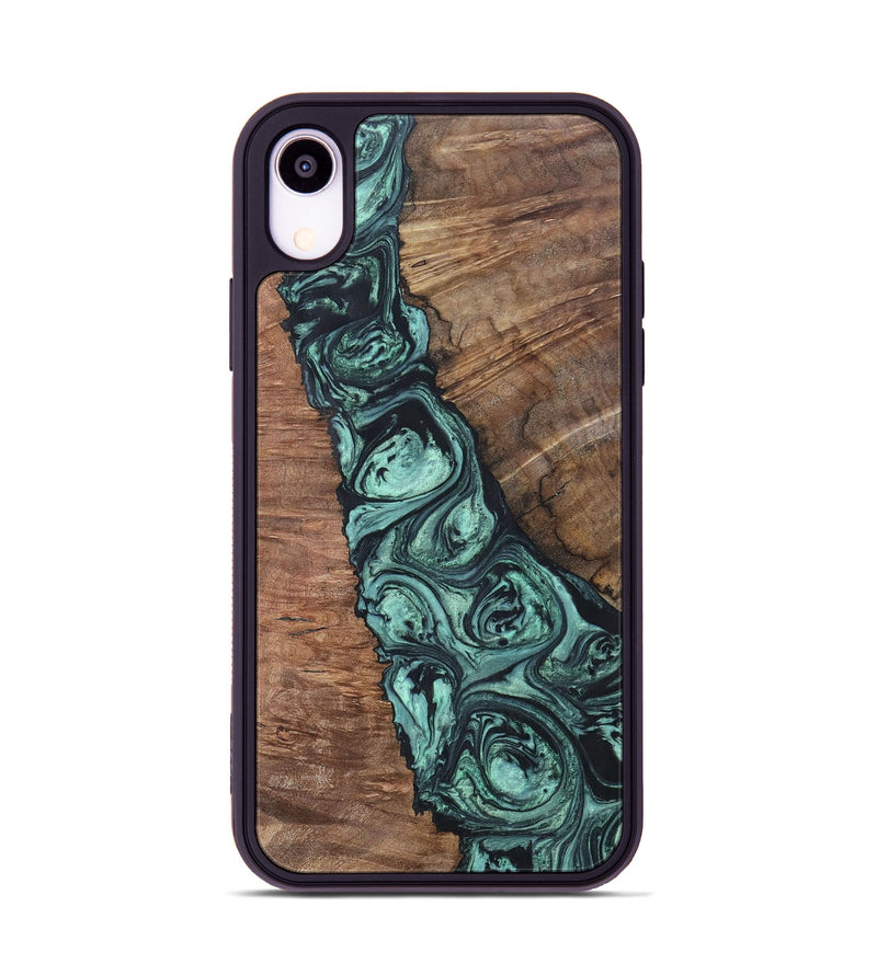 iPhone Xr Wood+Resin Phone Case - Jonathan (Green, 696370)